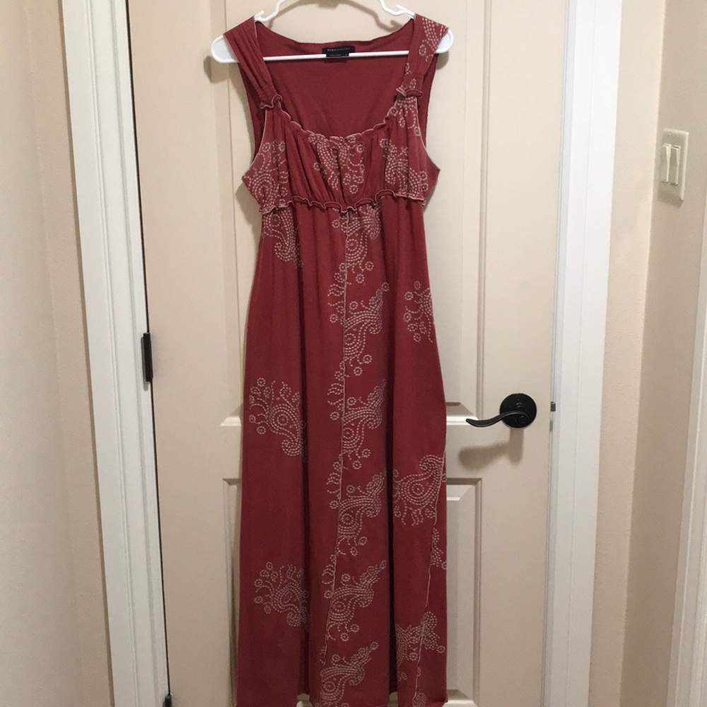 Brick color long summer dress